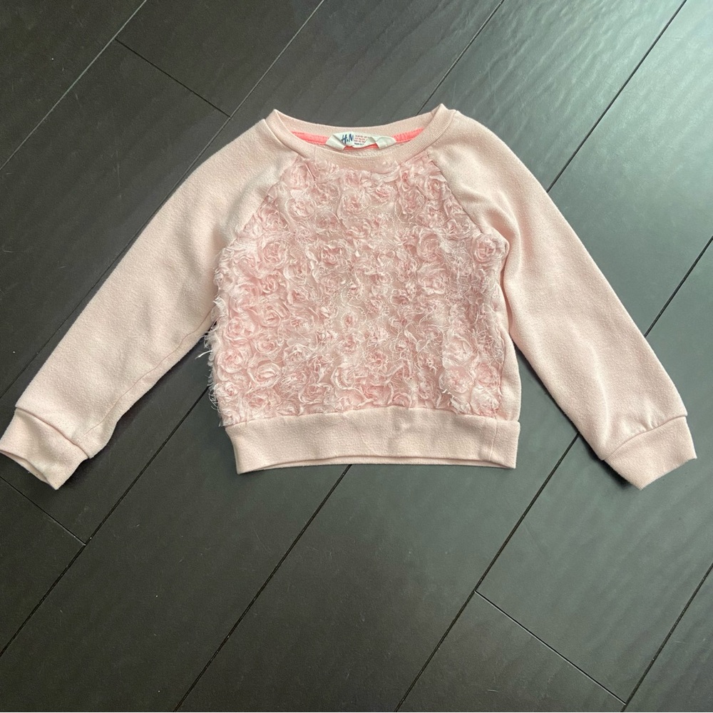 H&M toddler girl Rosette pink sweatshirt size 18-24M GUC